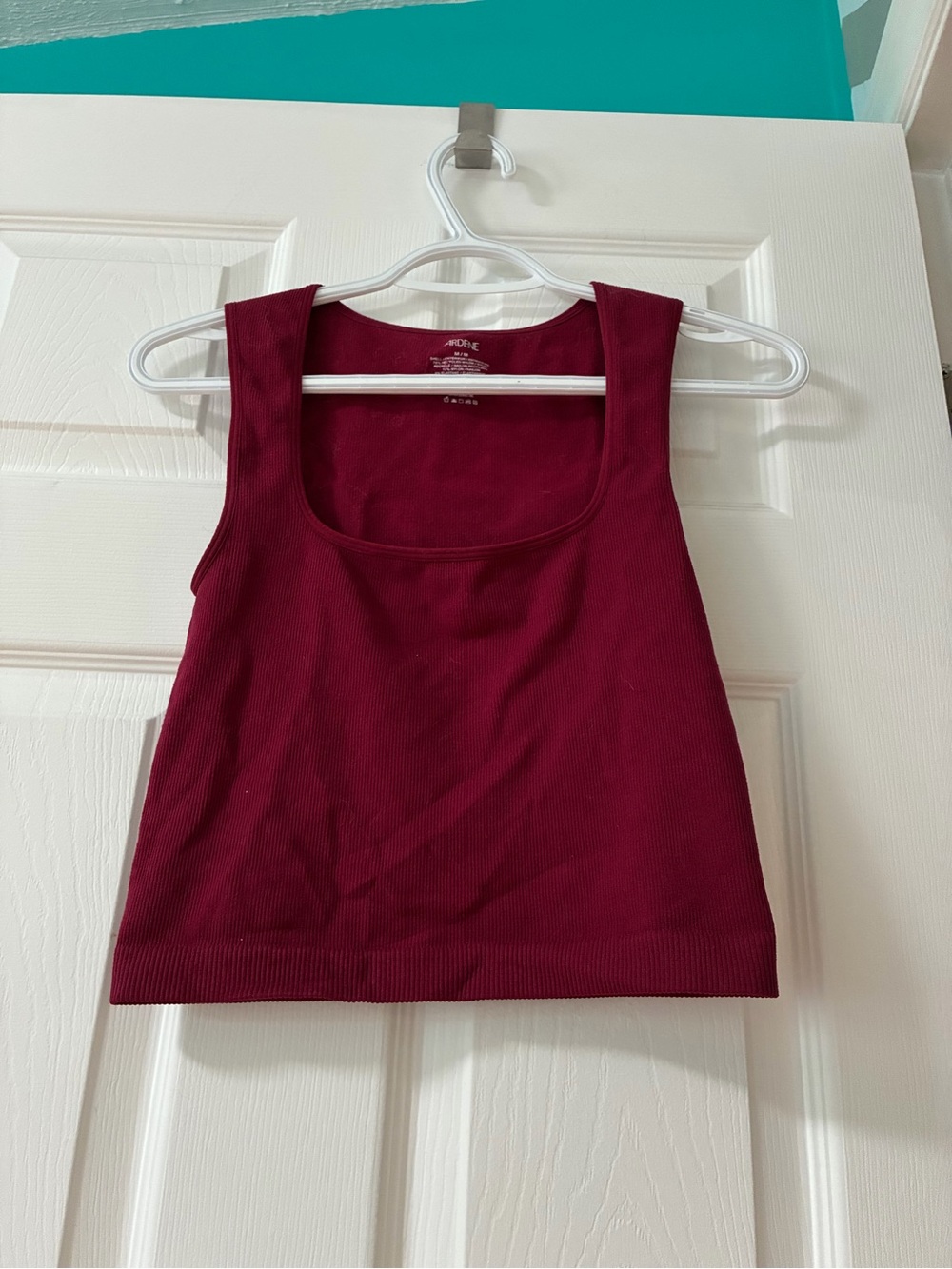 aerie Ribbed Square-Neck Crop Tank - Burgundy